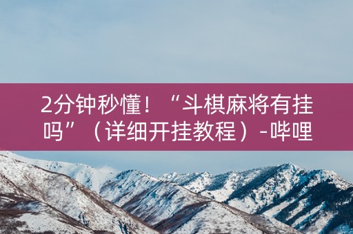 2分钟秒懂！“斗棋麻将有挂吗”（详细开挂教程）-哔哩哔哩