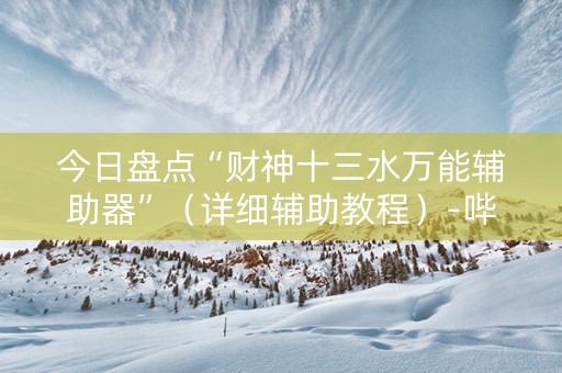 今日盘点“财神十三水万能辅助器”（详细辅助教程）-哔哩哔哩