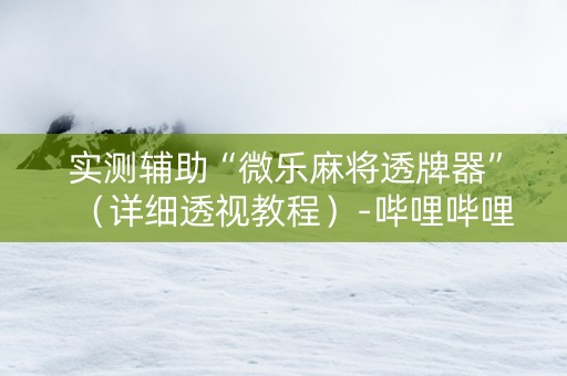 实测辅助“微乐麻将透牌器”（详细透视教程）-哔哩哔哩