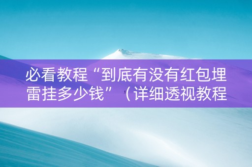 必看教程“到底有没有红包埋雷挂多少钱”（详细透视教程）-哔哩哔哩