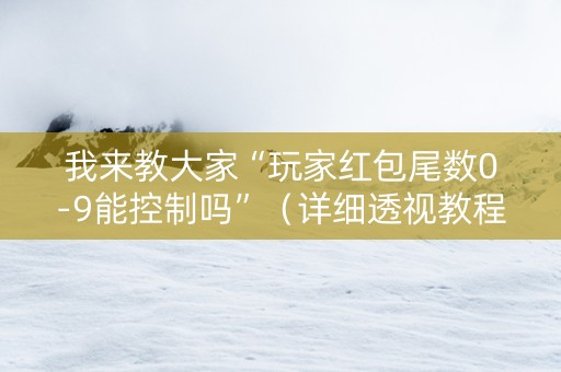 我来教大家“玩家红包尾数0-9能控制吗”（详细透视教程）-哔哩哔哩
