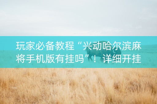 玩家必备教程“兴动哈尔滨麻将手机版有挂吗”！详细开挂教程（确实真的有挂)-知乎