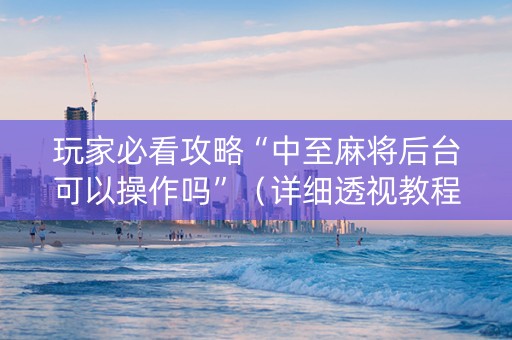玩家必看攻略“中至麻将后台可以操作吗”（详细透视教程）-哔哩哔哩