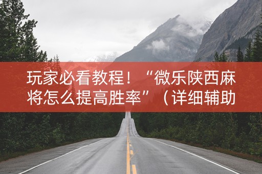 玩家必看教程！“微乐陕西麻将怎么提高胜率”（详细辅助教程）-哔哩哔哩