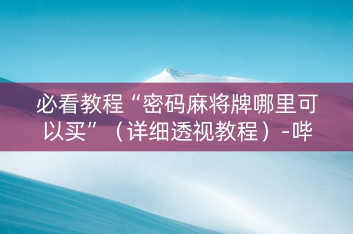 必看教程“密码麻将牌哪里可以买”（详细透视教程）-哔哩哔哩