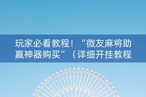玩家必看教程！“微友麻将助赢神器购买”（详细开挂教程）-哔哩哔哩