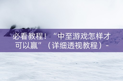 必看教程！“中至游戏怎样才可以赢”（详细透视教程）-哔哩哔哩