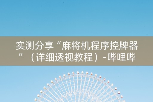 实测分享“麻将机程序控牌器”（详细透视教程）-哔哩哔哩