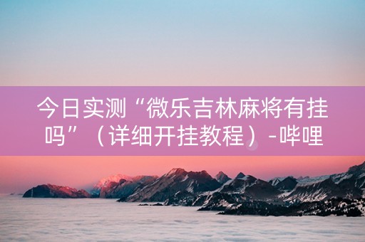 今日实测“微乐吉林麻将有挂吗”（详细开挂教程）-哔哩哔哩