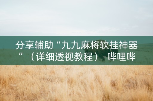 分享辅助“九九麻将软挂神器”（详细透视教程）-哔哩哔哩