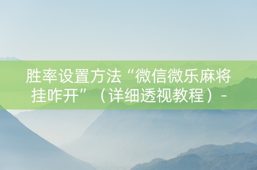 胜率设置方法“微信微乐麻将挂咋开”（详细透视教程）-哔哩哔哩