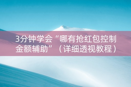 3分钟学会“哪有抢红包控制金额辅助”（详细透视教程）-哔哩哔哩