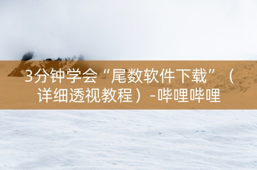 3分钟学会“尾数软件下载”（详细透视教程）-哔哩哔哩