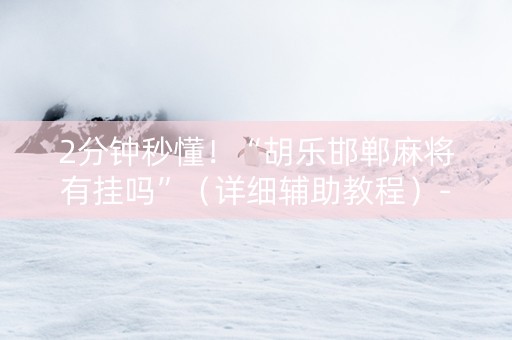 2分钟秒懂！“胡乐邯郸麻将有挂吗”（详细辅助教程）-哔哩哔哩