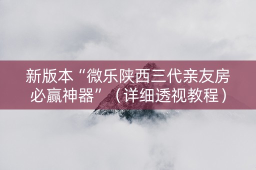 新版本“微乐陕西三代亲友房必赢神器”（详细透视教程）-哔哩哔哩
