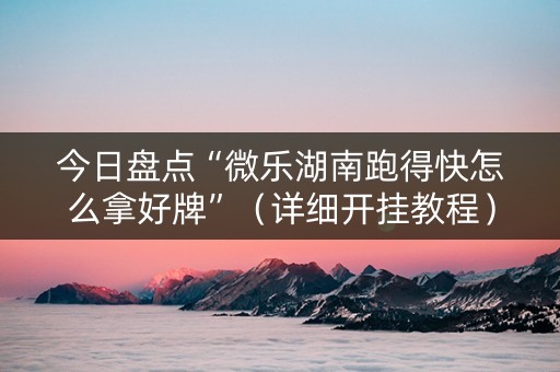 今日盘点“微乐湖南跑得快怎么拿好牌”（详细开挂教程）-哔哩哔哩