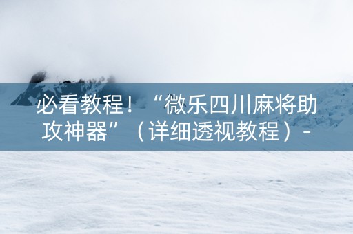 必看教程！“微乐四川麻将助攻神器”（详细透视教程）-哔哩哔哩