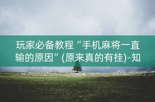 玩家必备教程“手机麻将一直输的原因”(原来真的有挂)-知乎