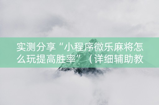 实测分享“小程序微乐麻将怎么玩提高胜率”（详细辅助教程）-哔哩哔哩