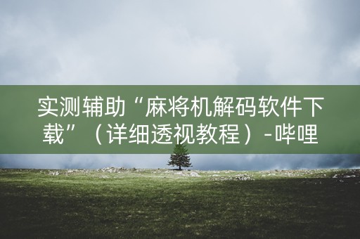 实测辅助“麻将机解码软件下载”（详细透视教程）-哔哩哔哩
