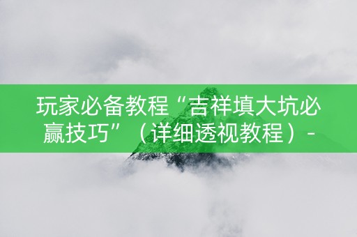 玩家必备教程“吉祥填大坑必赢技巧”（详细透视教程）-哔哩哔哩