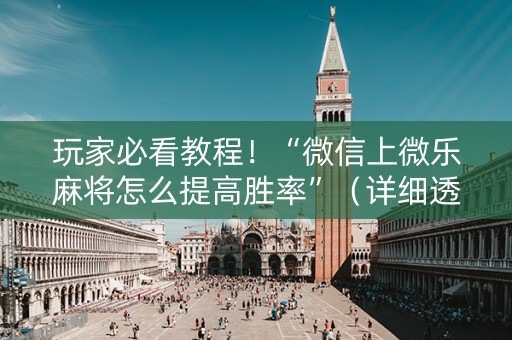玩家必看教程！“微信上微乐麻将怎么提高胜率”（详细透视教程）-哔哩哔哩