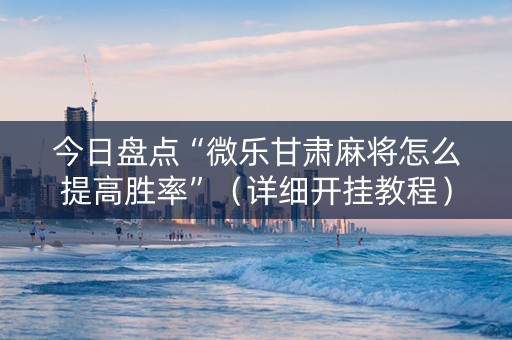 今日盘点“微乐甘肃麻将怎么提高胜率”（详细开挂教程）-哔哩哔哩