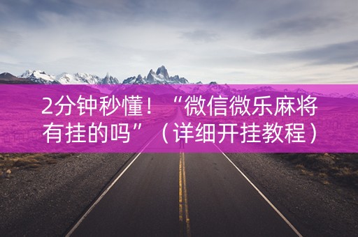 2分钟秒懂！“微信微乐麻将有挂的吗”（详细开挂教程）-哔哩哔哩