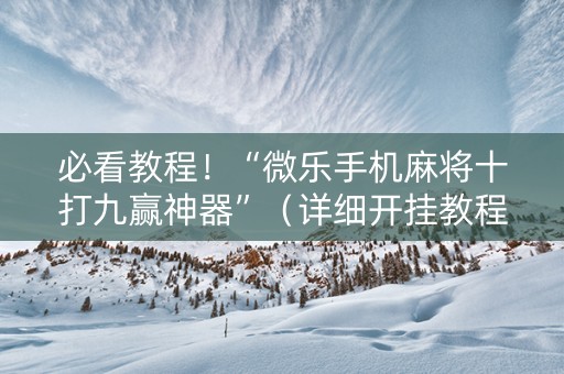 必看教程！“微乐手机麻将十打九赢神器”（详细开挂教程）-哔哩哔哩