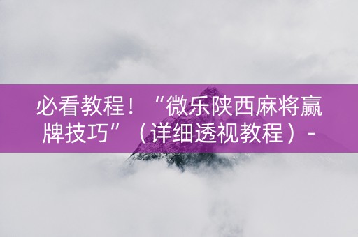 必看教程！“微乐陕西麻将赢牌技巧”（详细透视教程）-哔哩哔哩