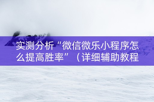 实测分析“微信微乐小程序怎么提高胜率”（详细辅助教程）-哔哩哔哩