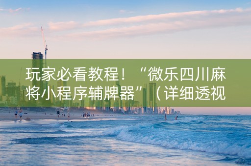 玩家必看教程！“微乐四川麻将小程序辅牌器”（详细透视教程）-哔哩哔哩