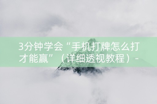 3分钟学会“手机打牌怎么打才能赢”（详细透视教程）-哔哩哔哩