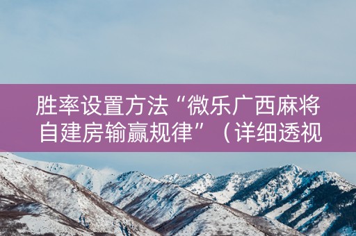 胜率设置方法“微乐广西麻将自建房输赢规律”（详细透视教程）-哔哩哔哩