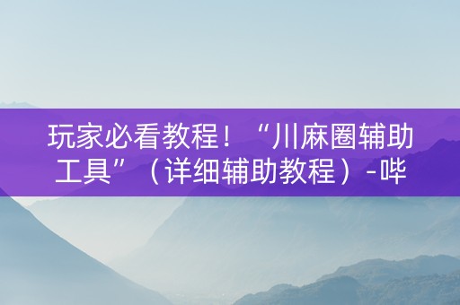 玩家必看教程！“川麻圈辅助工具”（详细辅助教程）-哔哩哔哩