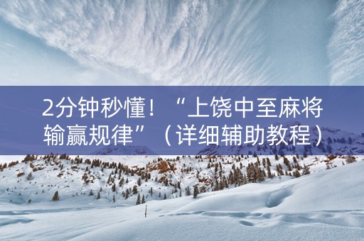 2分钟秒懂！“上饶中至麻将输赢规律”（详细辅助教程）-哔哩哔哩