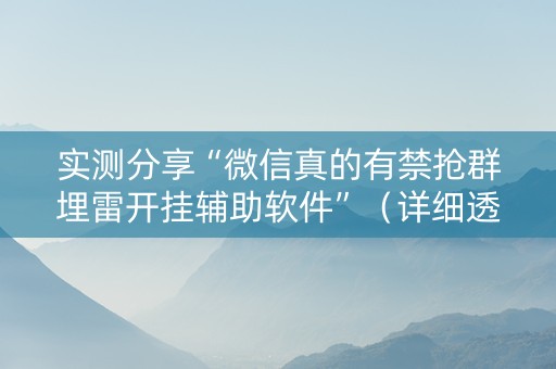 实测分享“微信真的有禁抢群埋雷开挂辅助软件”（详细透视教程）-哔哩哔哩