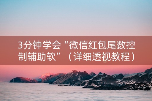 3分钟学会“微信红包尾数控制辅助软”（详细透视教程）-哔哩哔哩