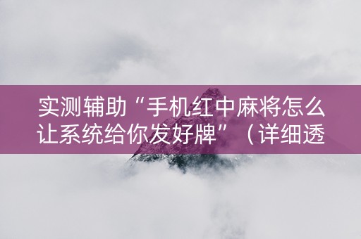 实测辅助“手机红中麻将怎么让系统给你发好牌”（详细透视教程）-哔哩哔哩
