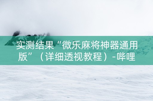 实测结果“微乐麻将神器通用版”（详细透视教程）-哔哩哔哩