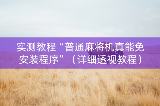 实测教程“普通麻将机真能免安装程序”（详细透视教程）-哔哩哔哩