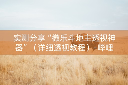 实测分享“微乐斗地主透视神器”（详细透视教程）-哔哩哔哩