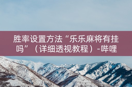 胜率设置方法“乐乐麻将有挂吗”（详细透视教程）-哔哩哔哩