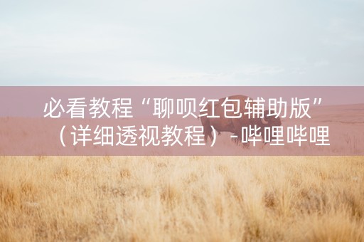 必看教程“聊呗红包辅助版”（详细透视教程）-哔哩哔哩