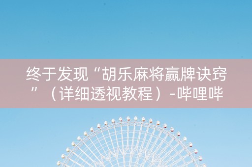 终于发现“胡乐麻将赢牌诀窍”（详细透视教程）-哔哩哔哩