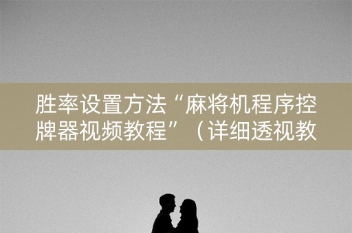 胜率设置方法“麻将机程序控牌器视频教程”（详细透视教程）-哔哩哔哩