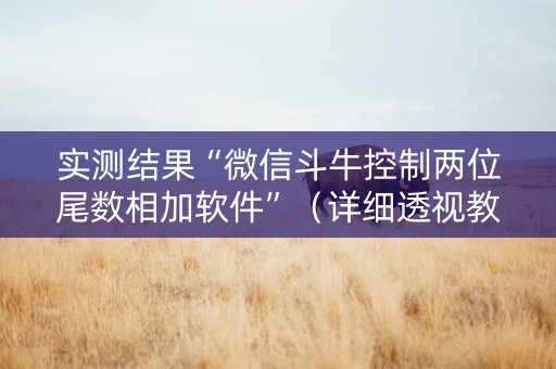 实测结果“微信斗牛控制两位尾数相加软件”（详细透视教程）-哔哩哔哩
