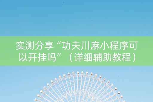 实测分享“功夫川麻小程序可以开挂吗”（详细辅助教程）-哔哩哔哩