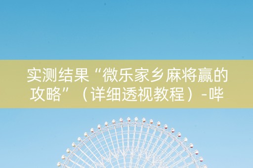 实测结果“微乐家乡麻将赢的攻略”（详细透视教程）-哔哩哔哩