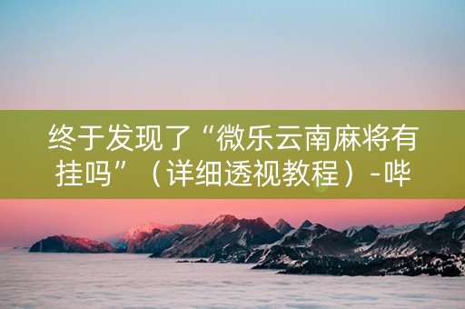 终于发现了“微乐云南麻将有挂吗”（详细透视教程）-哔哩哔哩